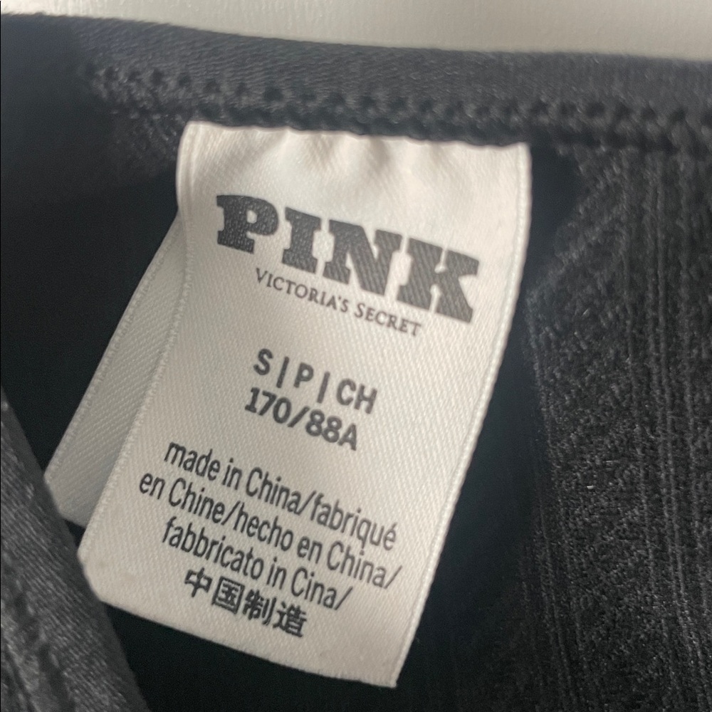 PINK Victoria's Secret Black Open-Back Seamless Top with Thumb Holes size small - Picture 5 of 5